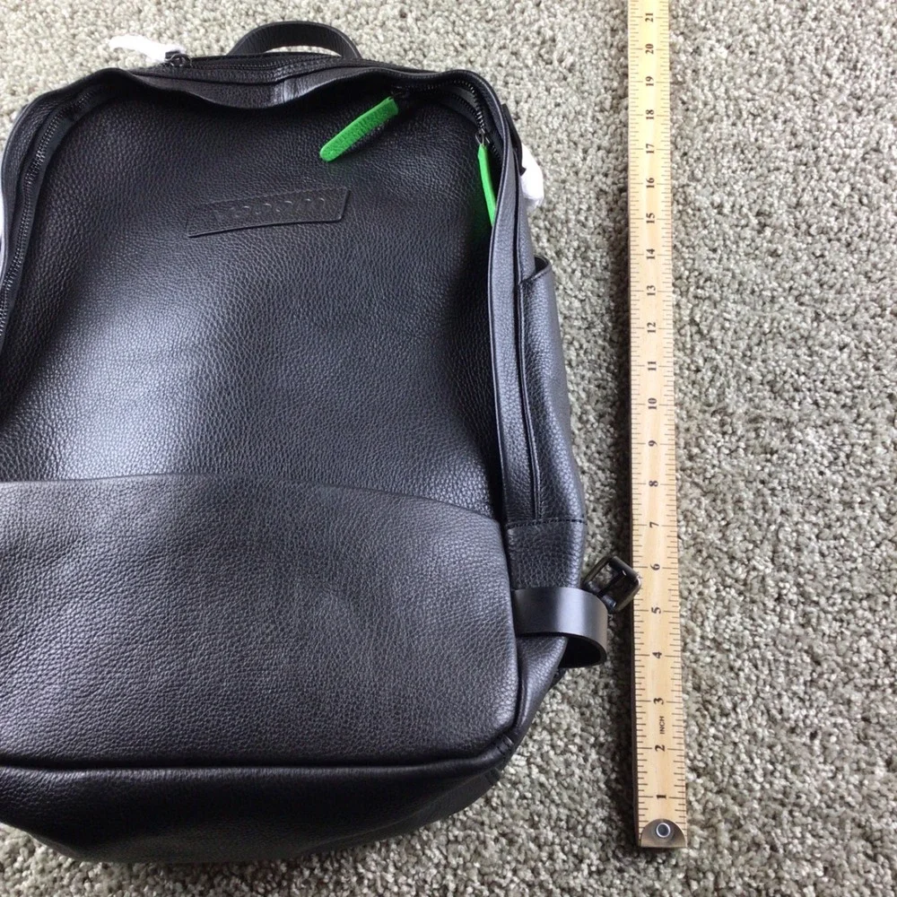 Outback Black Leather Backpack Veeam Adjustable Straps Travel‎ Work School NWT